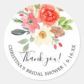 Sticker Rond Aquarelle Été Fête des mariées Florale Merci (Devant)
