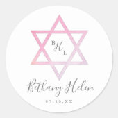 Sticker Rond Aquarelle étoile de David Bat mitzvah (Devant)