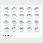 Sticker Rond Aquarelle Eucalyptus Bleu Rose Mariage Merci (Feuille)