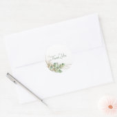 Sticker Rond Aquarelle Eucalyptus et Merci d'or Classic (Enveloppe)