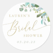 Sticker Rond Aquarelle Eucalyptus Fête des mariées verte (Devant)
