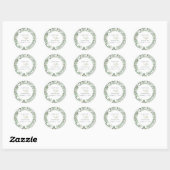 Sticker Rond Aquarelle Eucalyptus Mariage de fleurs vertes (Feuille)