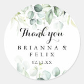 Sticker Rond Aquarelle Eucalyptus Merci mariage Faveur (Devant)