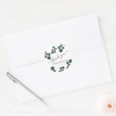 Sticker Rond Aquarelle Eucalyptus Merci vert (Enveloppe)