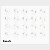 Sticker Rond Aquarelle Eucalyptus Monogramme du cadre (Feuille)