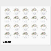 Sticker Rond Aquarelle Eucalyptus rose Roses Mariage Merci (Feuille)