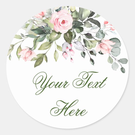 Sticker Rond Aquarelle Eucalyptus Roses Roses Roses Roses Roses (Devant)