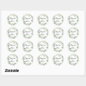 Sticker Rond Aquarelle Eucalyptus Vert Mariage Enveloppe Phoque (Feuille)