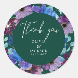 Sticker Rond Aquarelle Eucalyptus Vert Mariage Thankyou