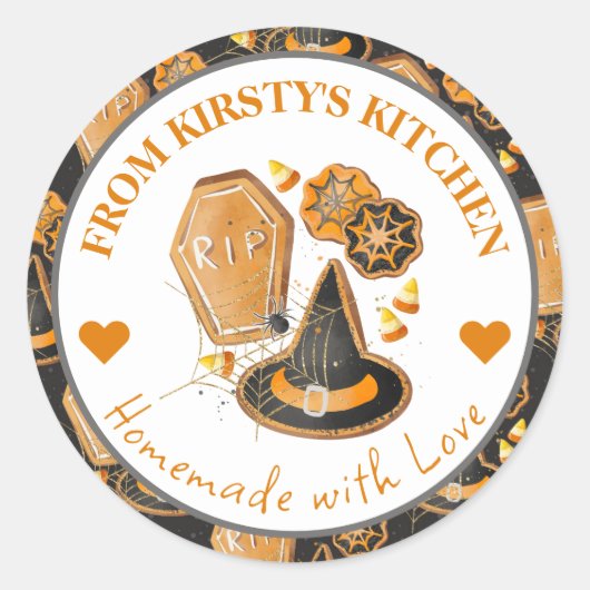 Sticker Rond Aquarelle fait maison Rustique Halloween Cookies (Devant)