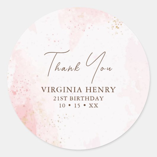 Sticker Rond Aquarelle fête du 21e anniversaire (Devant)