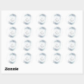 Sticker Rond aquarelle feuillage bleu | Baptême (Feuille)