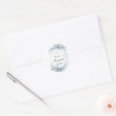 Sticker Rond aquarelle feuillage bleu | Baptême (Enveloppe)