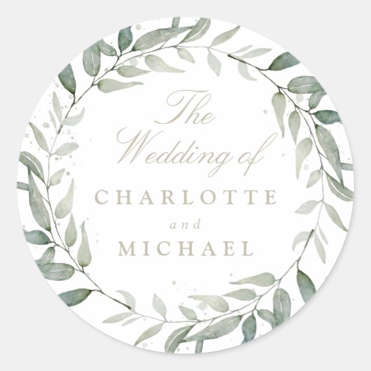 Sticker Rond Aquarelle feuillage sauge feuille couronne (Devant)