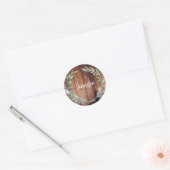 Sticker Rond Aquarelle feuille nom monogramme rustique phoques (Enveloppe)