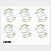 Sticker Rond Aquarelle Feuilles botaniques | Faveur de mariage (Feuille)