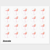 Sticker Rond aquarelle Flamant rose (Feuille)