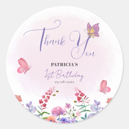 Sticker Rond Aquarelle Fleur de Floraison Anniversaire de Premi (Devant)