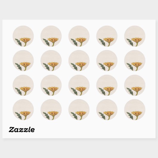 Sticker Rond Aquarelle Fleur de thé Faecore (Feuille)
