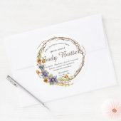 Sticker Rond aquarelle fleur fleur couronne beurre (Enveloppe)