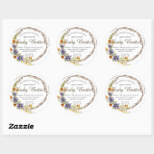 Sticker Rond aquarelle fleur fleur couronne beurre (Feuille)