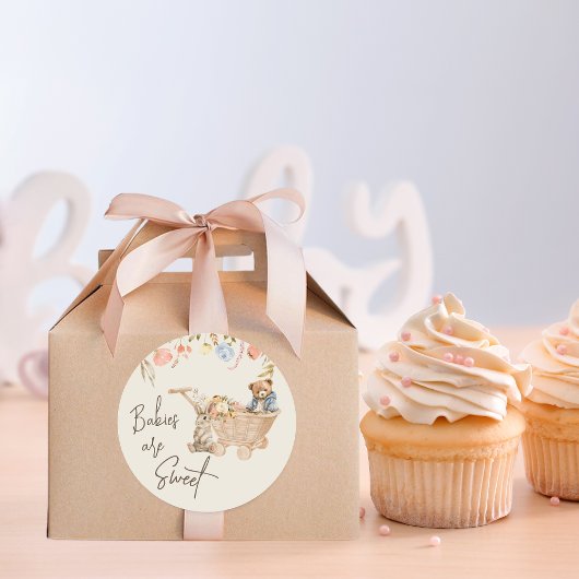 Sticker Rond Aquarelle Fleur sauvage Boho Nursery Baby shower