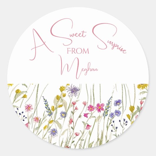Sticker Rond Aquarelle Fleur sauvage Botanique (Devant)