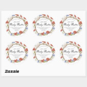 Sticker Rond aquarelle fleur sauvage couronne beurre (Feuille)
