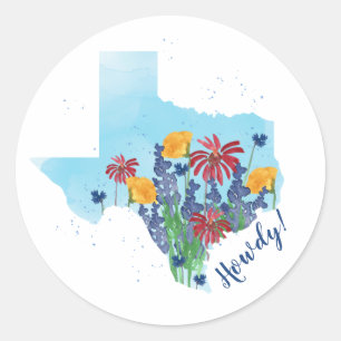 Sticker Rond Aquarelle Fleur sauvage du Texas
