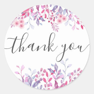 Sticker Rond Aquarelle Fleur sauvage pourpre