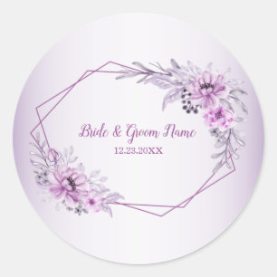 Sticker Rond Aquarelle Fleur Violet Rose