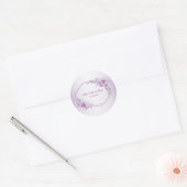 Sticker Rond Aquarelle Fleur Violet Rose (Enveloppe)