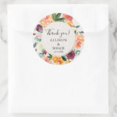 Sticker Rond Aquarelle fleurie automne rustique bordeaux faveur (Sac)