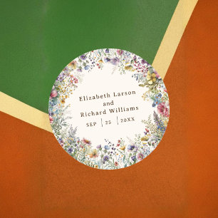 Sticker Rond Aquarelle fleurie Fleur sauvage couleur budget