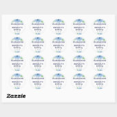 Sticker Rond Aquarelle Fleurie Verdure Dusty Marine Mariage ble (Feuille)