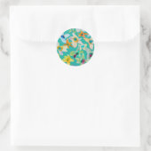 Sticker Rond Aquarelle fleurs bleues blanches (Sac)