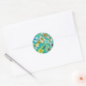 Sticker Rond Aquarelle fleurs bleues blanches (Enveloppe)
