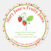 Sticker Rond Aquarelle Fleurs de fraises Marché agricole (Devant)