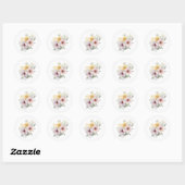 Sticker Rond Aquarelle Fleurs de Pâques (Feuille)