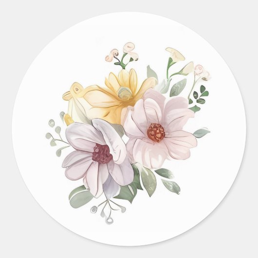Sticker Rond Aquarelle Fleurs de Pâques (Devant)