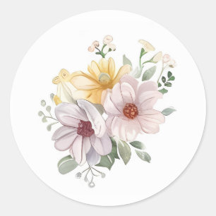Sticker Rond Aquarelle Fleurs de Pâques