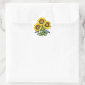 Sticker Rond Aquarelle Fleurs de soleil Floral (Sac)