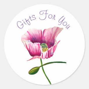Sticker Rond Aquarelle fleurs design Cadeau marque commerciale 
