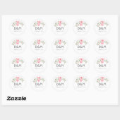 Sticker Rond Aquarelle Fleurs Mariage romantique (Feuille)