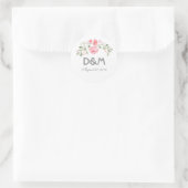 Sticker Rond Aquarelle Fleurs Mariage romantique (Sac)