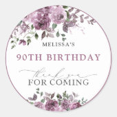 Sticker Rond Aquarelle Fleurs pourpres Anniversaire (Devant)