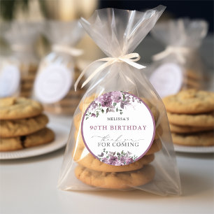 Sticker Rond Aquarelle Fleurs pourpres Anniversaire