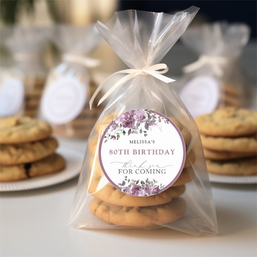 Sticker Rond Aquarelle Fleurs pourpres N'importe quel âge Anniv