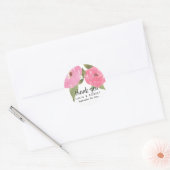 Sticker Rond Aquarelle Fleurs roses Chic Merci Mariage (Enveloppe)