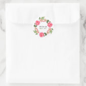 Sticker Rond Aquarelle Fleurs roses couronne circulaire (Sac)